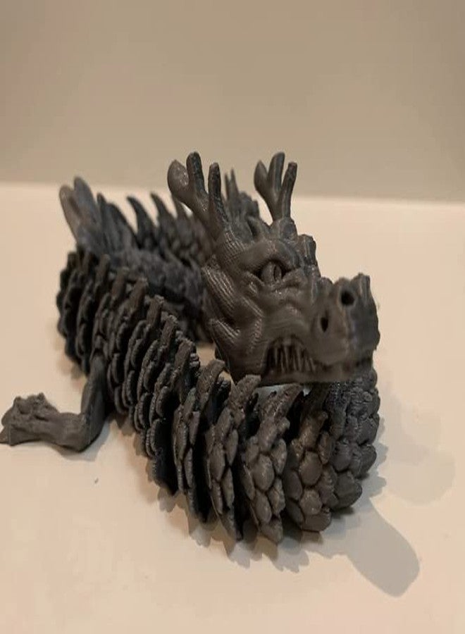 CERO ® 3D Printed Single Flexi Chinese Dragon/Home Decor/Display (Black PLA Plastic) - Image 5